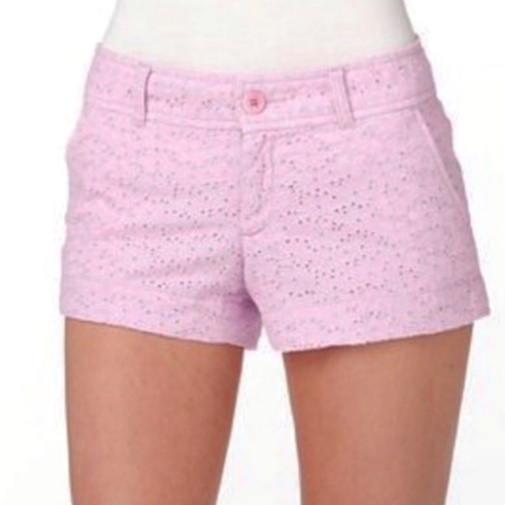 Pink Eyelet Women Shorts